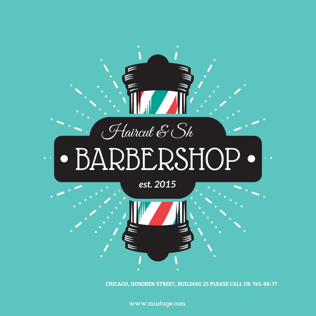 Barbershop Ad with Striped Lamp Instagram AD – шаблон для дизайну