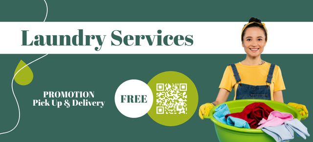 Gift Voucher Offer for Laundry Service with Happy Woman Coupon 3.75x8.25in – шаблон для дизайну
