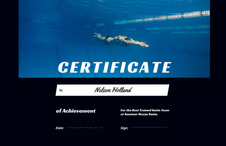 Swimming Sport Achievement Award Certificate 5.5x8.5in Design Template