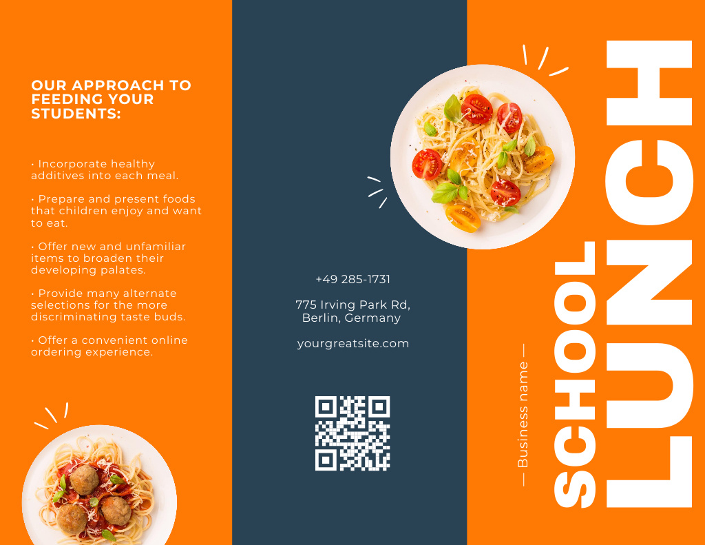 Plantilla de diseño de School Lunch Delivery Service Brochure 8.5x11in 
