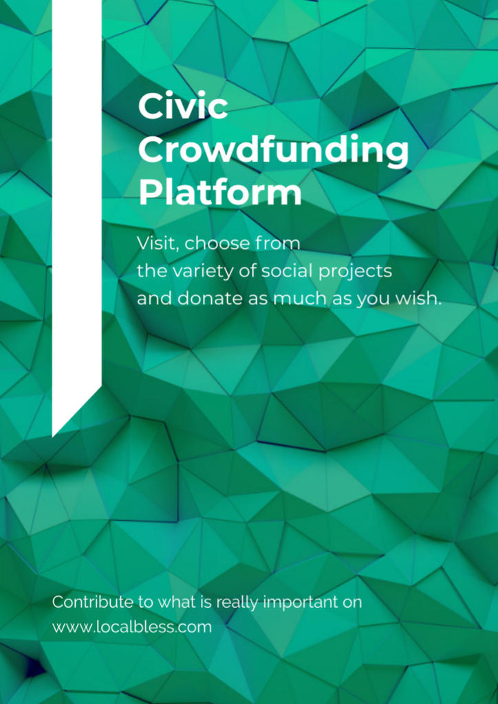 Designvorlage Crowdfunding Platform Ad on on Green Pattern für Flyer A4