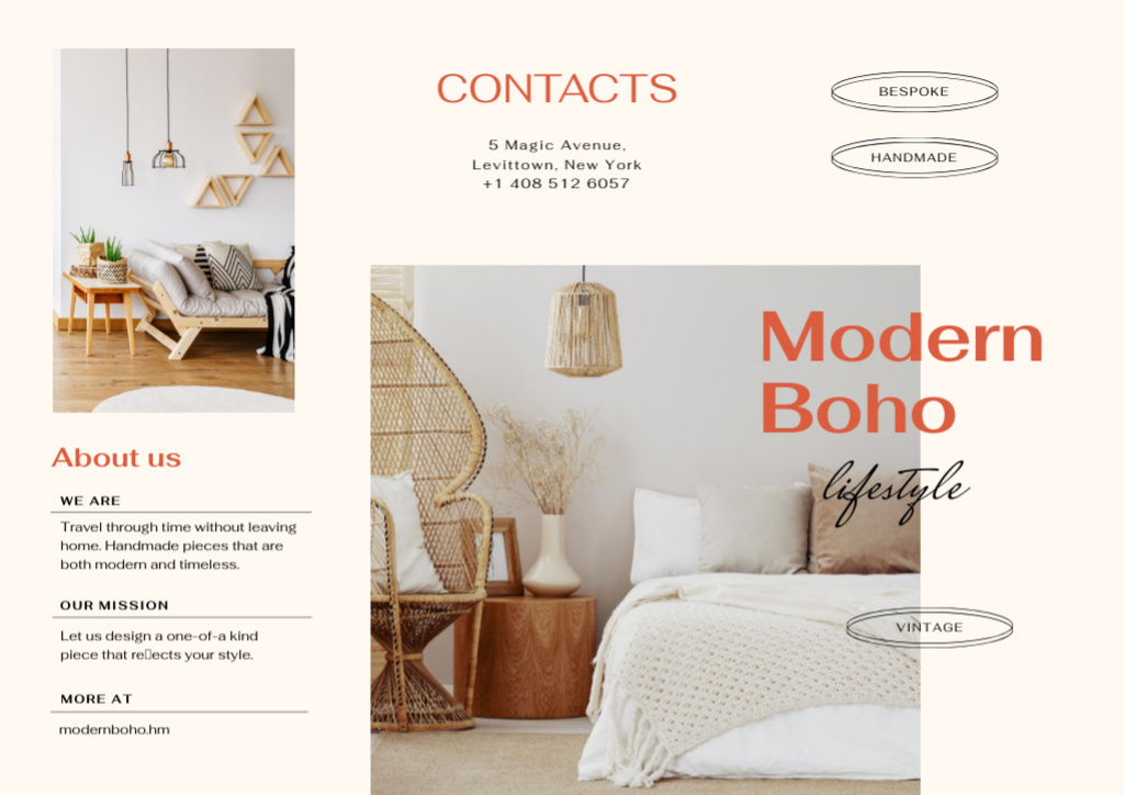 Cutting-edge Lifestyle with Cozy Bedroom Interior Offer Brochureデザインテンプレート