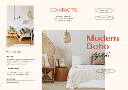 Designvorlage Modernster Lebensstil mit gemütlichem Schlafzimmer-Interieurangebot für Brochure