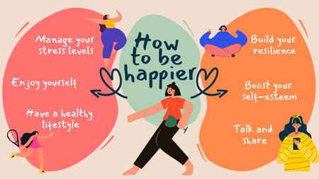 Designvorlage Tips For Having Happier Life für Mind Map