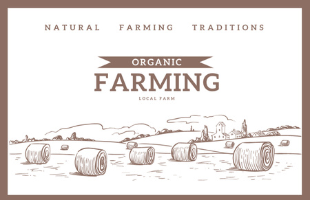 Organic Farm Landscape Business Card 85x55mm Design Template