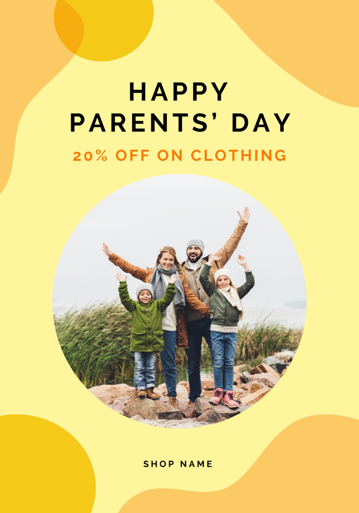 Platilla de diseño Parent's Day Clothing Sale with Discount on Yellow Poster 28x40in