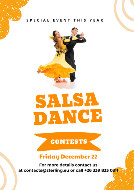 Plantilla de diseño de Salsa Dance Contests Announcement Flyer A6 