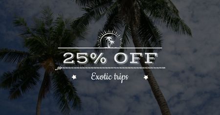 Summer Beach Palm Trees at sunset Facebook AD Design Template