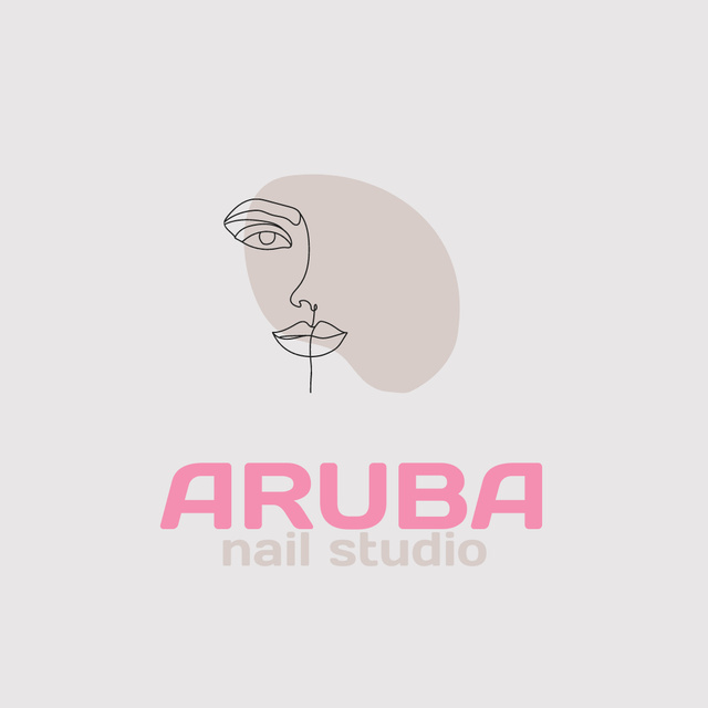 Designvorlage Trendy Offer of Nail Salon Services With Face Illustration für Logo 1080x1080px
