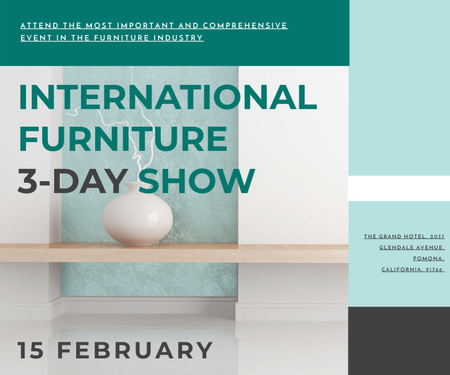 Plantilla de diseño de Anuncio de feria internacional de muebles de 3 días Medium Rectangle 