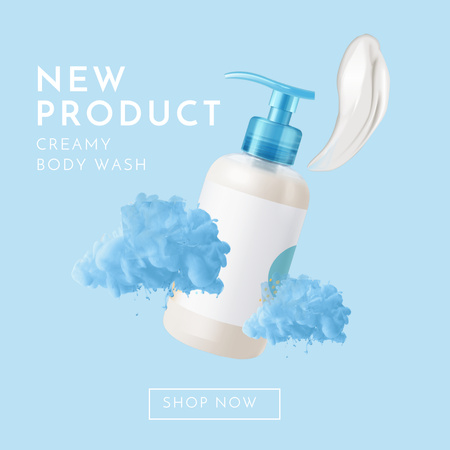 Beauty Products Ad with Body Cream Instagram Design Template