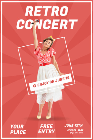Awesome Retro Music Concert With Free Entry Pinterest Design Template
