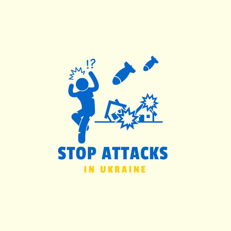 Stop Attacks in Ukraine Logo Design Template