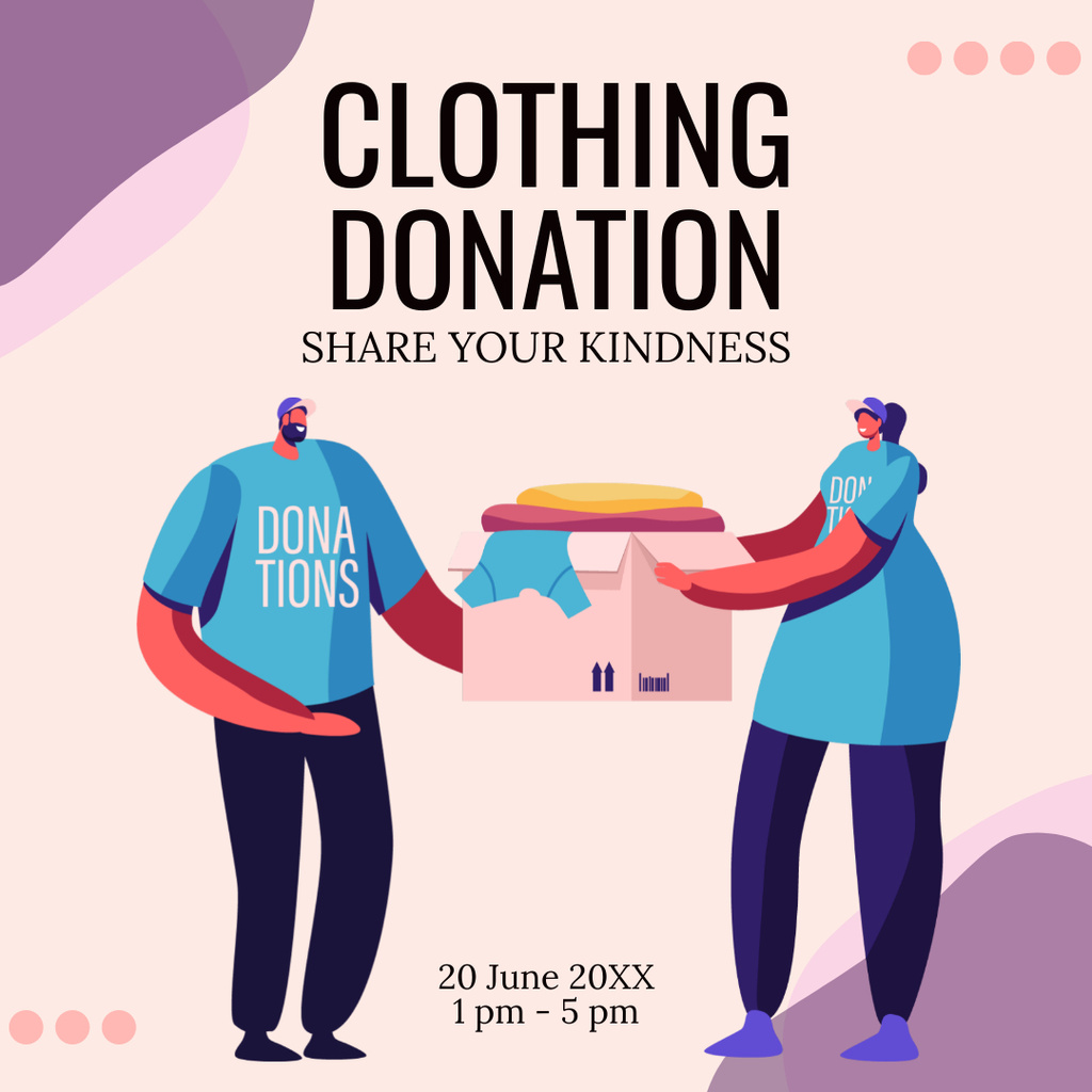 Ontwerpsjabloon van Instagram van Charity Event with Clothes in Box
