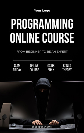 Plantilla de diseño de Programming Online Course Ad with Hacker Invitation 4.6x7.2in 