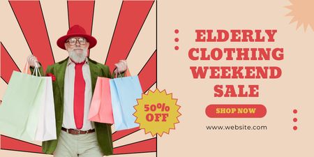 Elderly Clothing Weekend Sale Offer Twitter Design Template