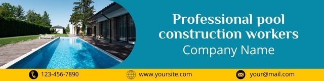 Plantilla de diseño de Professional Pool Construction Workers Service Offer LinkedIn Cover 