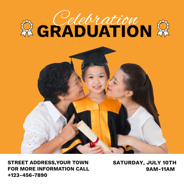 Graduation Celebration Announcement on Yellow Instagram – шаблон для дизайну