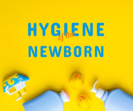 Designvorlage Hygiene of Newborn Ad with Baby Bottles für Large Rectangle