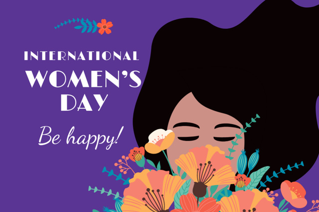 Be Happy on Women's Day Postcard 4x6in Šablona návrhu