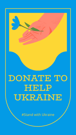 Ontwerpsjabloon van Instagram Story van Doneer om Oekraïne te helpen met Flower