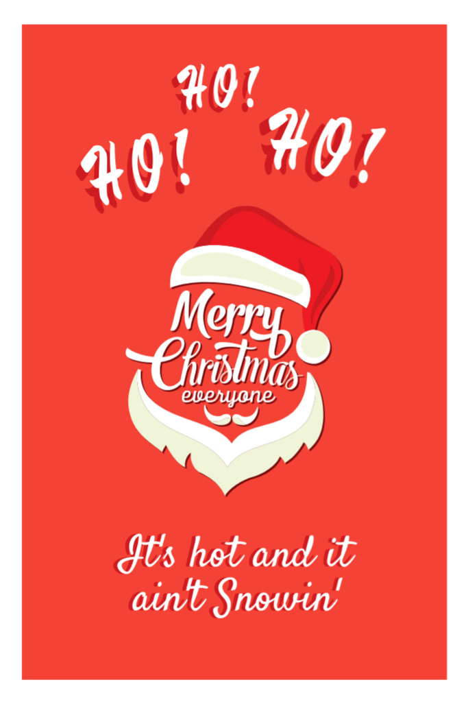 Merry Christmas Greeting with Santa Ho Ho Ho Postcard 4x6in Vertical Design Template