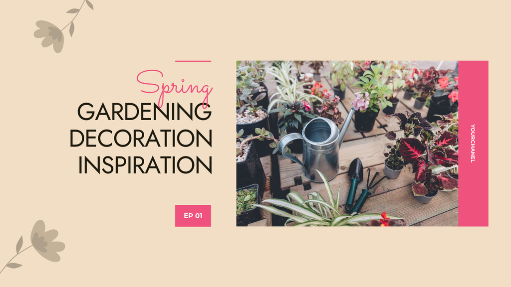 Ontwerpsjabloon van Youtube Thumbnail van Spring Garden Decor Inspiration
