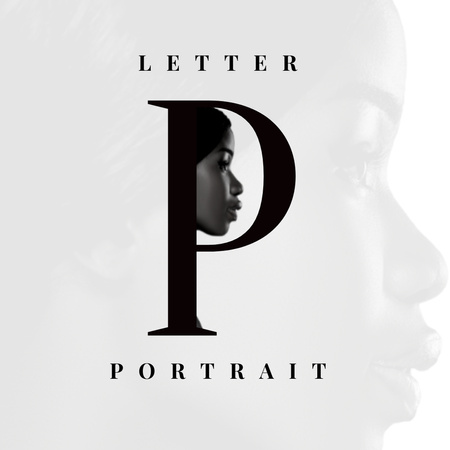 Creative Female Portrait in Letter Logo Tasarım Şablonu