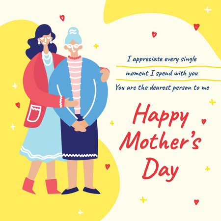 Platilla de diseño Daughter hugging senior mother on Mother's Day Instagram
