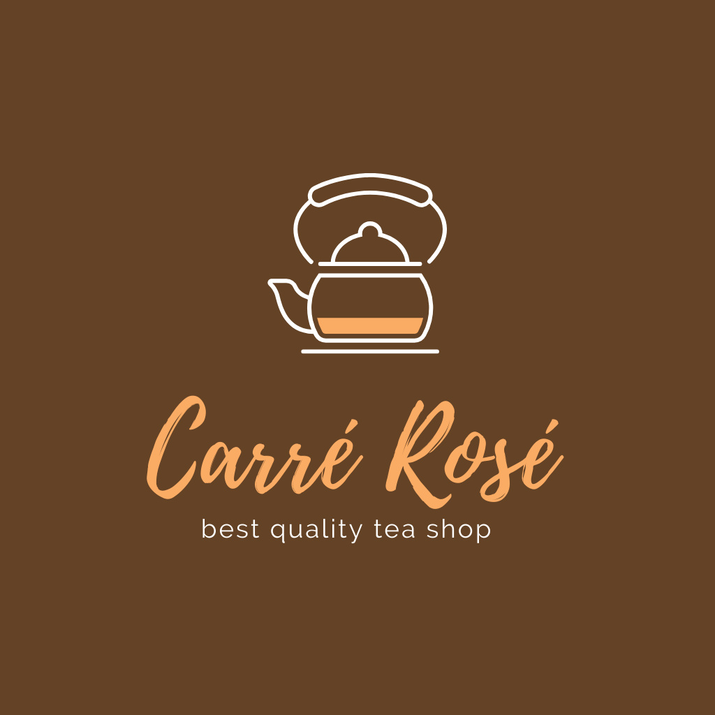 High Quality Tea Shop Ad with Teapot In Brown Logo tervezősablon