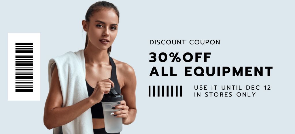 Sports Equipment for Gym Coupon 3.75x8.25in – шаблон для дизайна