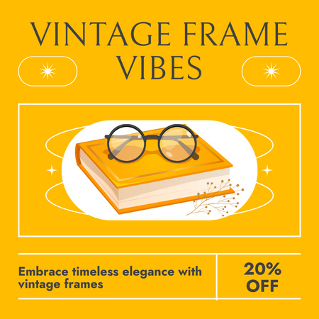 Alennetut hinnat vintage-kehyksissä olevista laseista Instagram Design Template