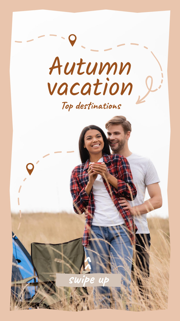 Designvorlage Happy Couple on Autumn Vacation für Instagram Story