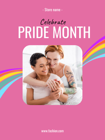 Mês vibrante do orgulho da celebração LGBT em rosa Poster 36x48in Modelo de Design