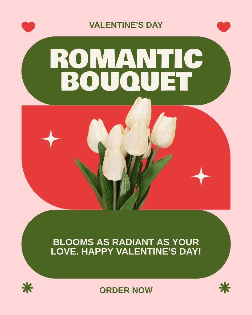 Platilla de diseño Radiant Tulips Bouquet Due Valentine's Day Instagram Post Vertical