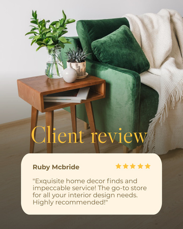 Designvorlage Customer Review of Home Decor Store für Instagram Post Vertical