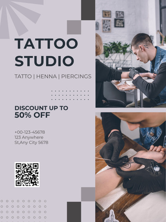 Designvorlage Henna-Tattoos und Piercings mit Rabattangebot für Poster US