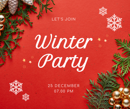 冬のパーティー発表 Facebookデザインテンプレート
