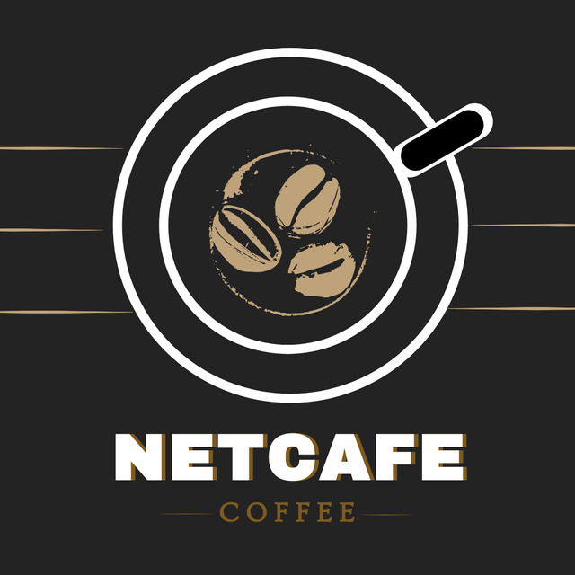 Cup of Coffee with Coffee Beans Logo Design Template