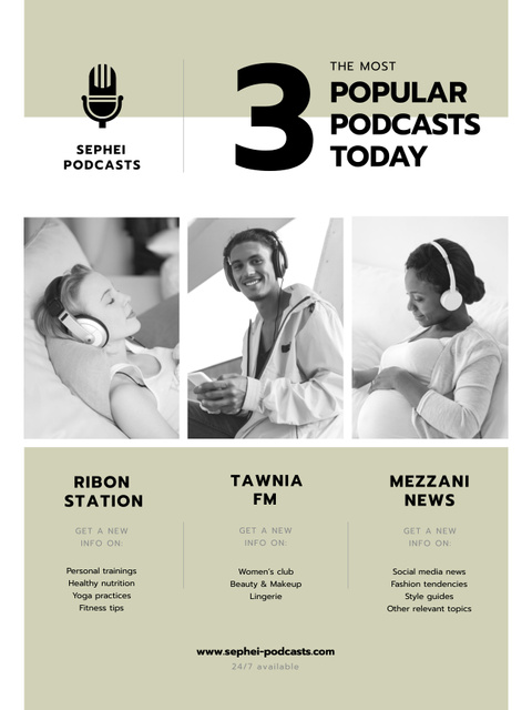 Popular Podcasts for Young People Poster US Šablona návrhu