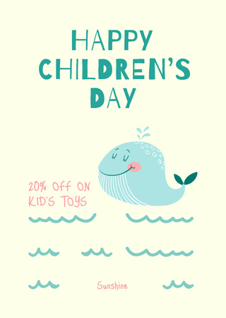 Kids Toys Discount Offer on Children's Day Postcard A6 Vertical Design Template