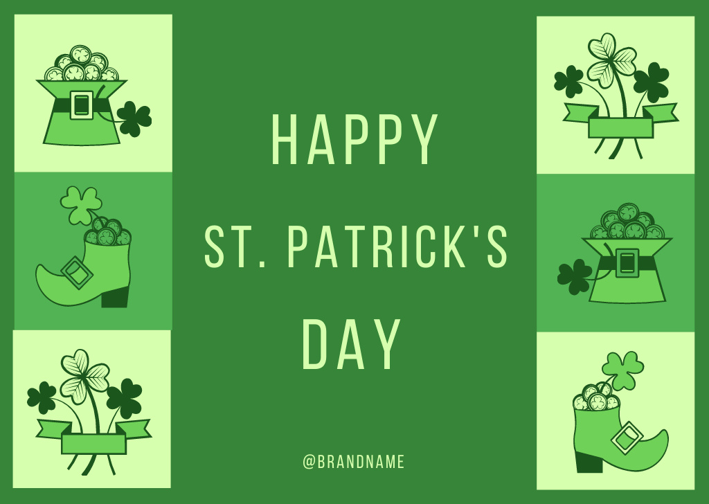 Happy St. Patrick's Day Collage in Green Card Design Template