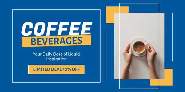 Ontwerpsjabloon van Twitter van Limited Deal Of Daily Coffee Doze At Half Price Offer