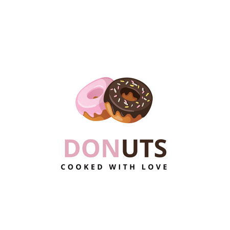 Bakery Ad with Yummy Donuts And Slogan Logo 1080x1080pxデザインテンプレート