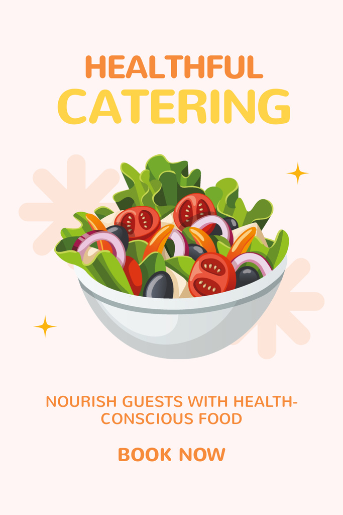 Clean Cuisine Catering with Healthful Meals Pinterest Design Template