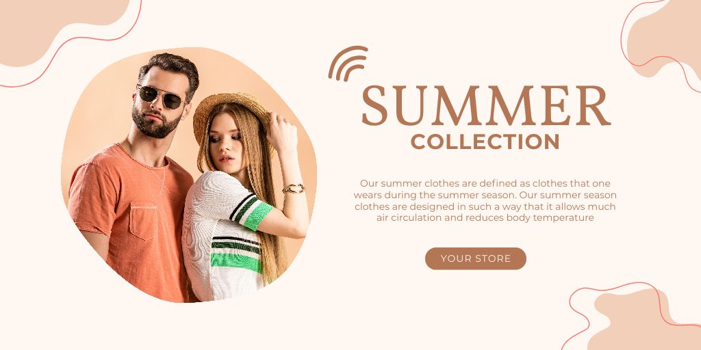 Summer Collection for Men and Women on Beige Twitterデザインテンプレート