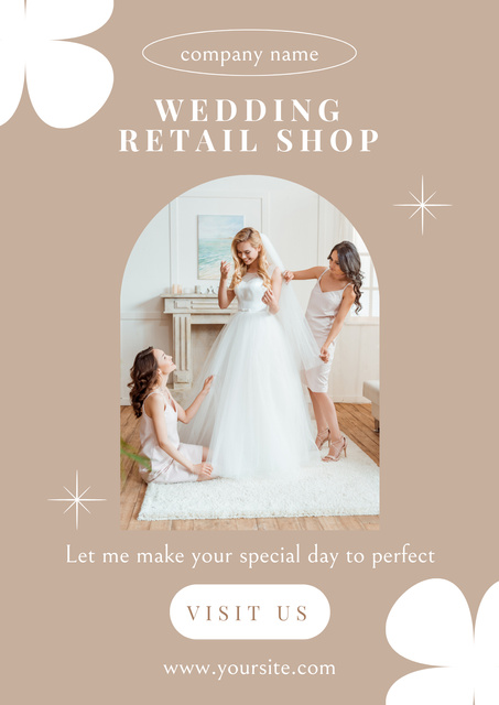 Wedding Dresses Boutique Poster Design Template