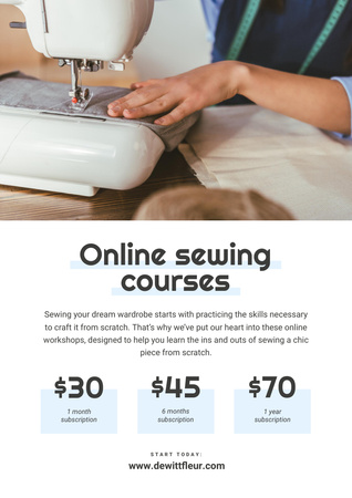 Online Sewing courses Annoucement Poster A3 Design Template