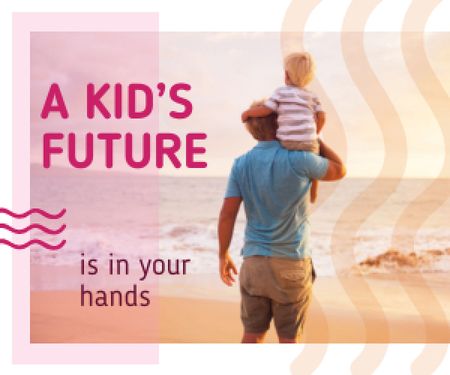 Childhood Quote Father and Son at the Beach Medium Rectangle Design Template