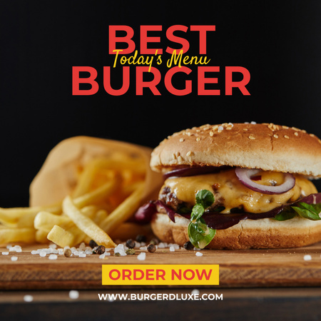 Ontwerpsjabloon van Instagram van Beste hamburger van het menu van vandaag